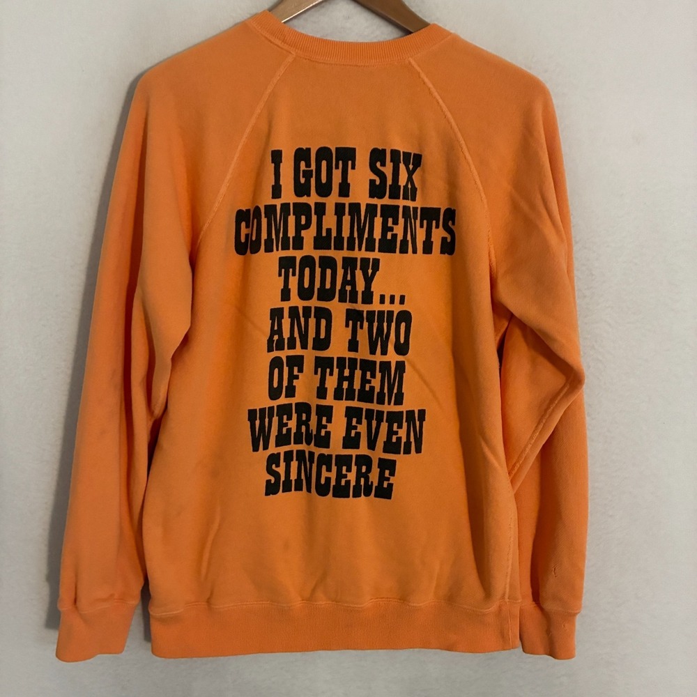 Peanuts x Marc Jacobs Franklin Sweatshirt Size S Orange Distressed Charlie RARE - Picture 5 of 13